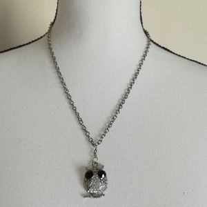 Owl Pendant Silver Tone Necklace